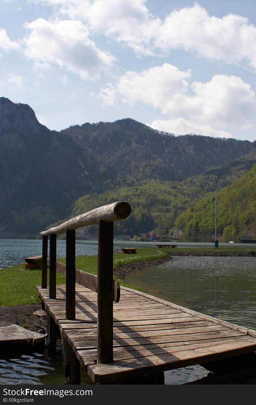 Wooden bridge in Alps