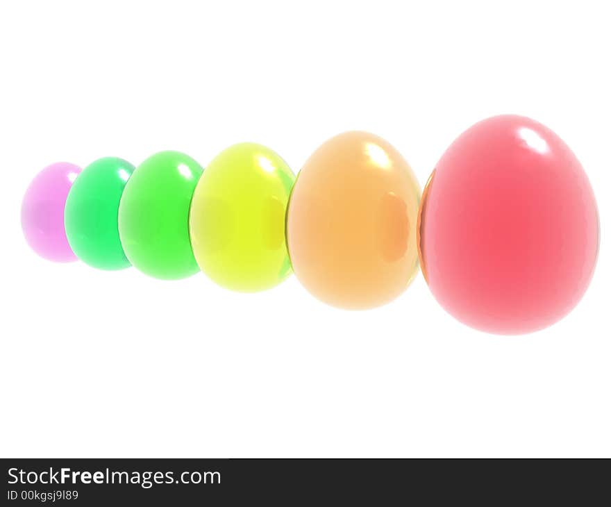 Brightly colored Easter eggs on a reflective surface. Brightly colored Easter eggs on a reflective surface.