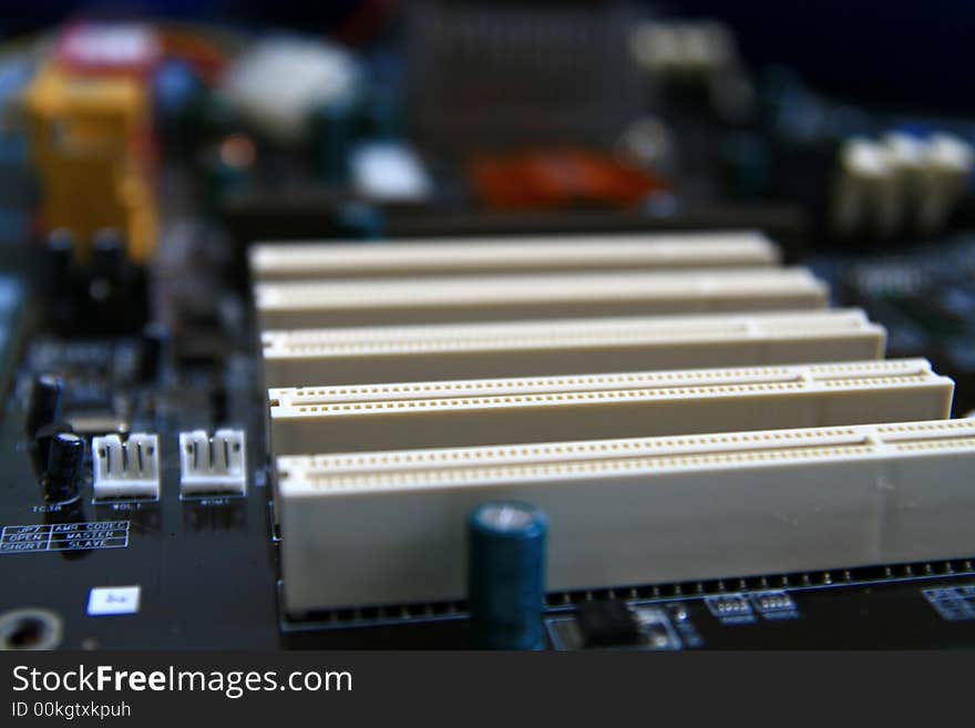 Motherboard - selective focus on the slot