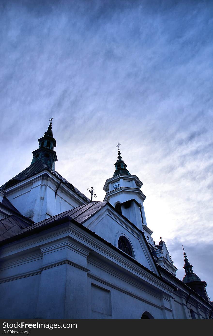 Old church at sunset. bacground