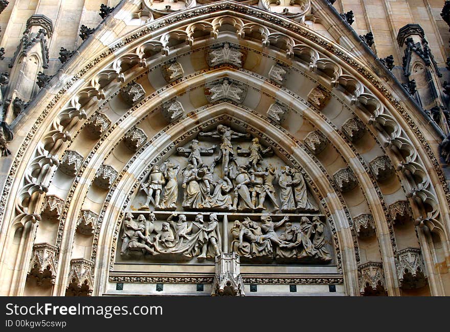 Fragment of front face of cathedral St. Vitus in Prague. Fragment of front face of cathedral St. Vitus in Prague