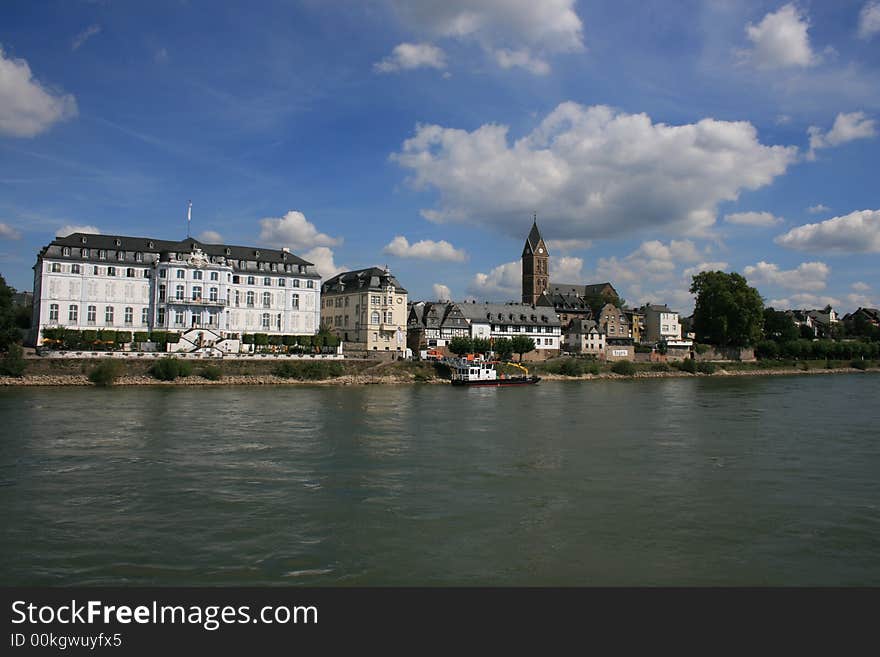 Small, German village along the Rhine River. Small, German village along the Rhine River.