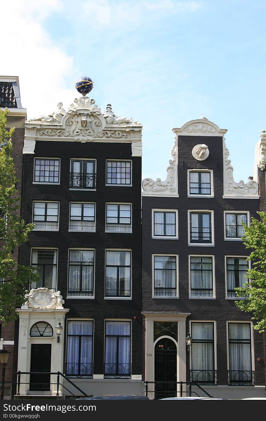 A view of random buildings in downtown Amsterdam.