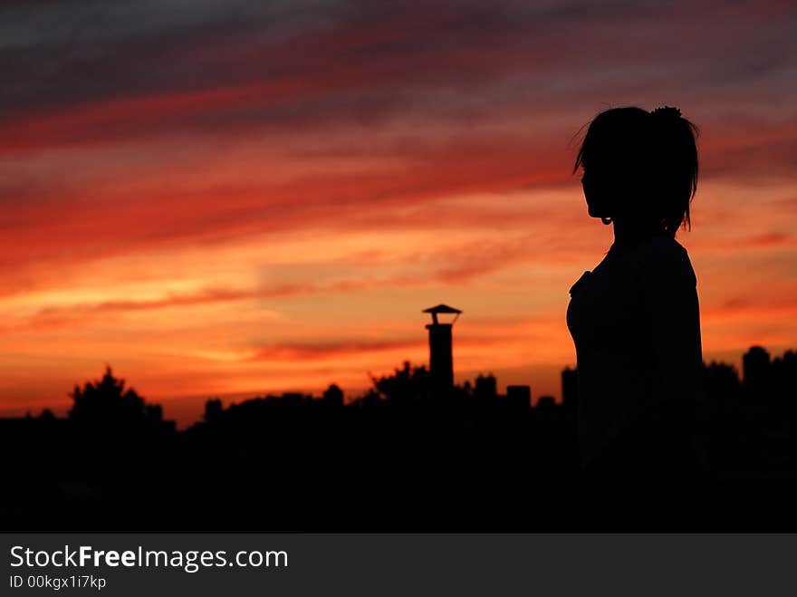 Lady on rooftop