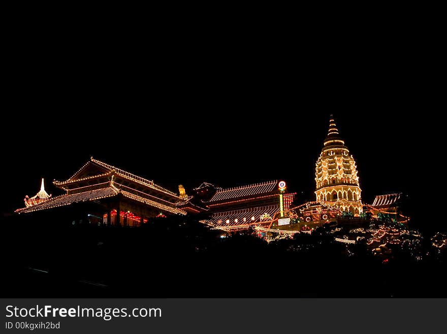 Chinese temple at night