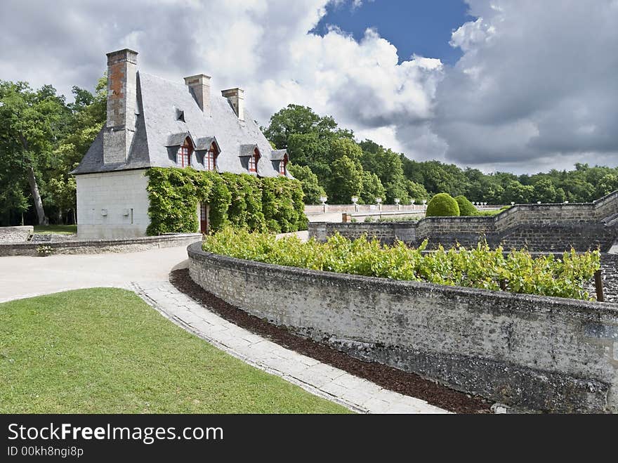 Building in the garden of the famous castle Chenonceau. Loire Valley, France. Building in the garden of the famous castle Chenonceau. Loire Valley, France.