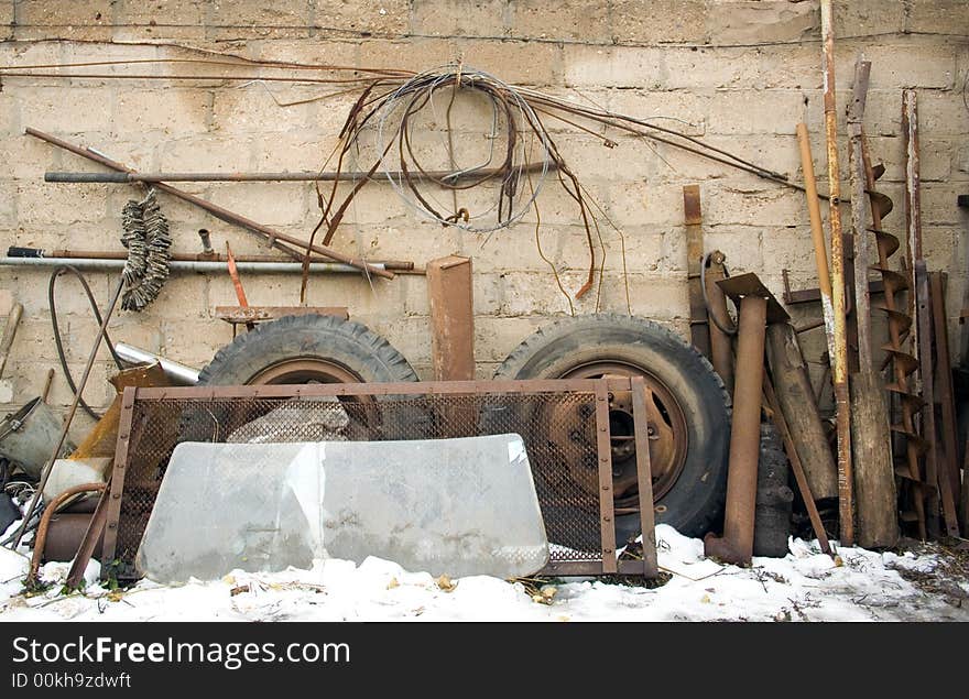 Scrap metal against the background. Scrap metal against the background