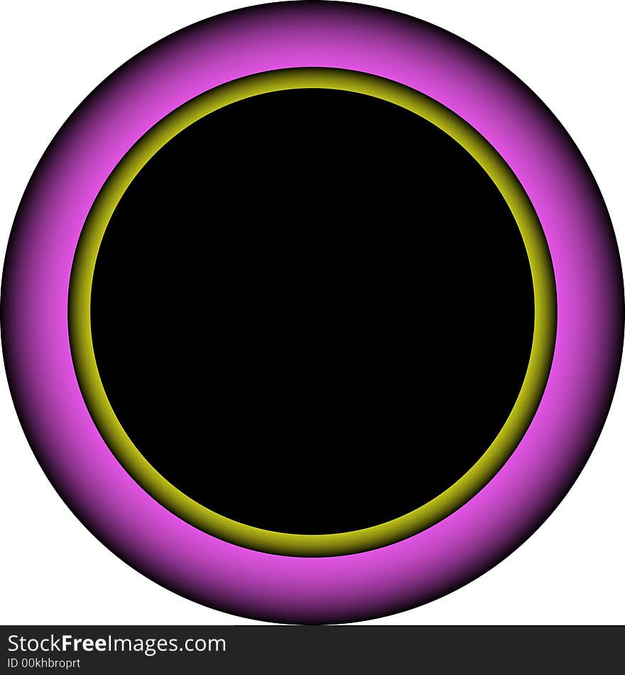 Round frame with pink and yellow glowing border. Also available as Illustrator-file