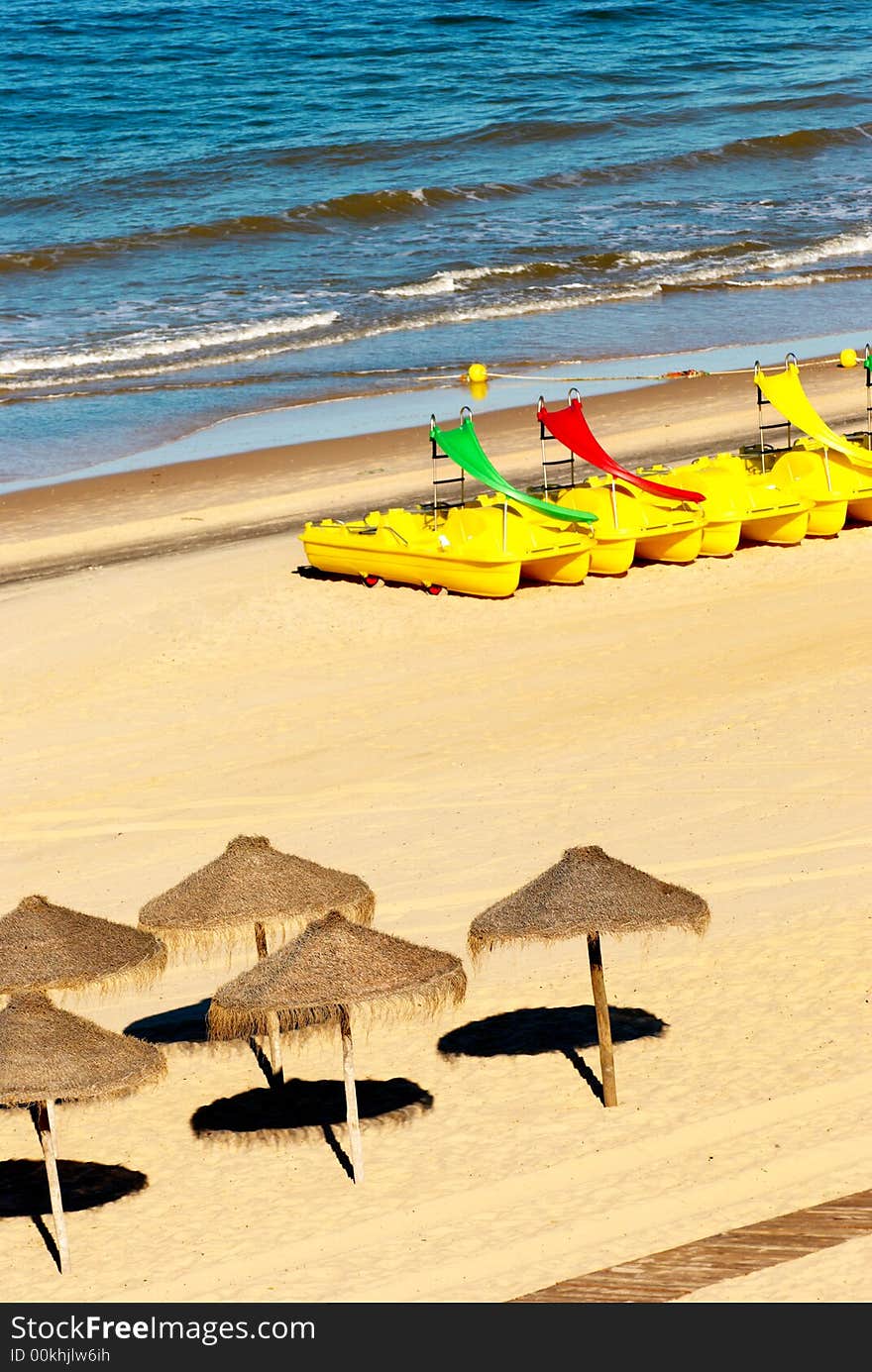 Equipment on the sea beach. Equipment on the sea beach