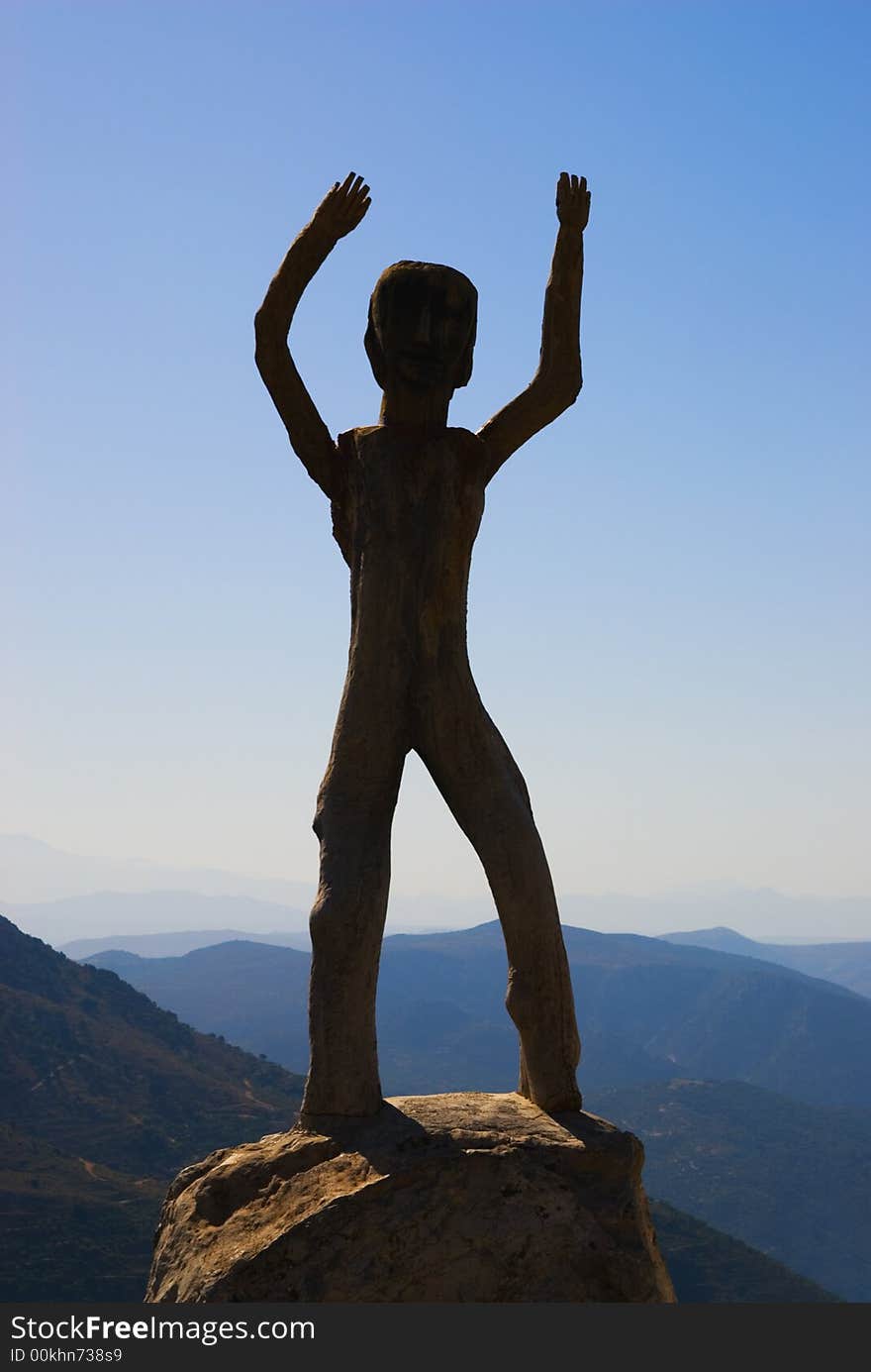 Homo sapiens sculpture in high mountains