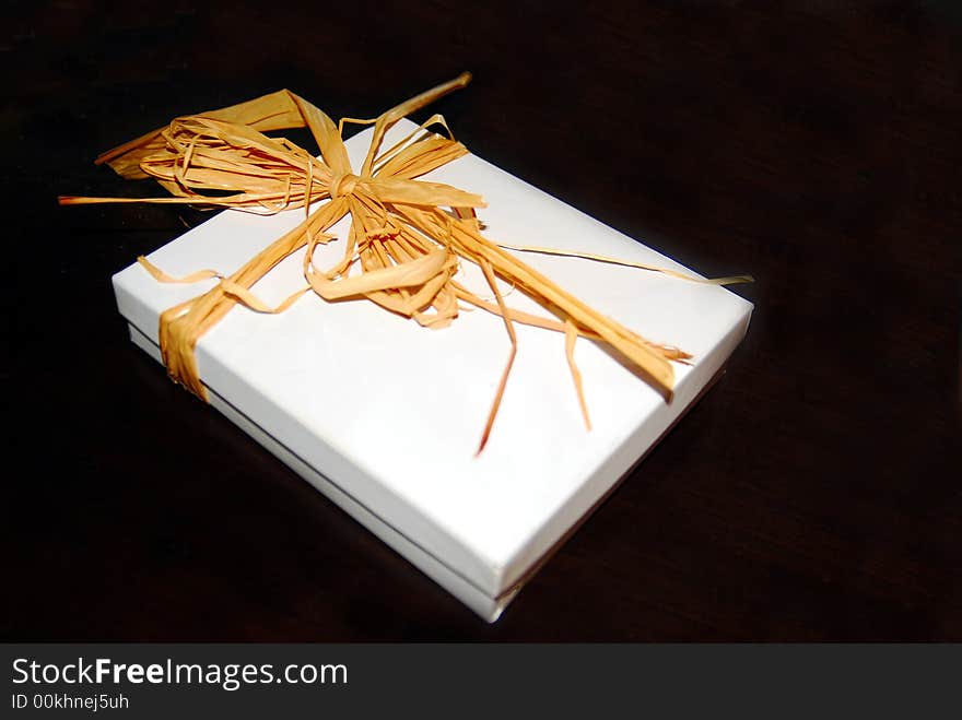 White Gift Box tied with a Straw Bow