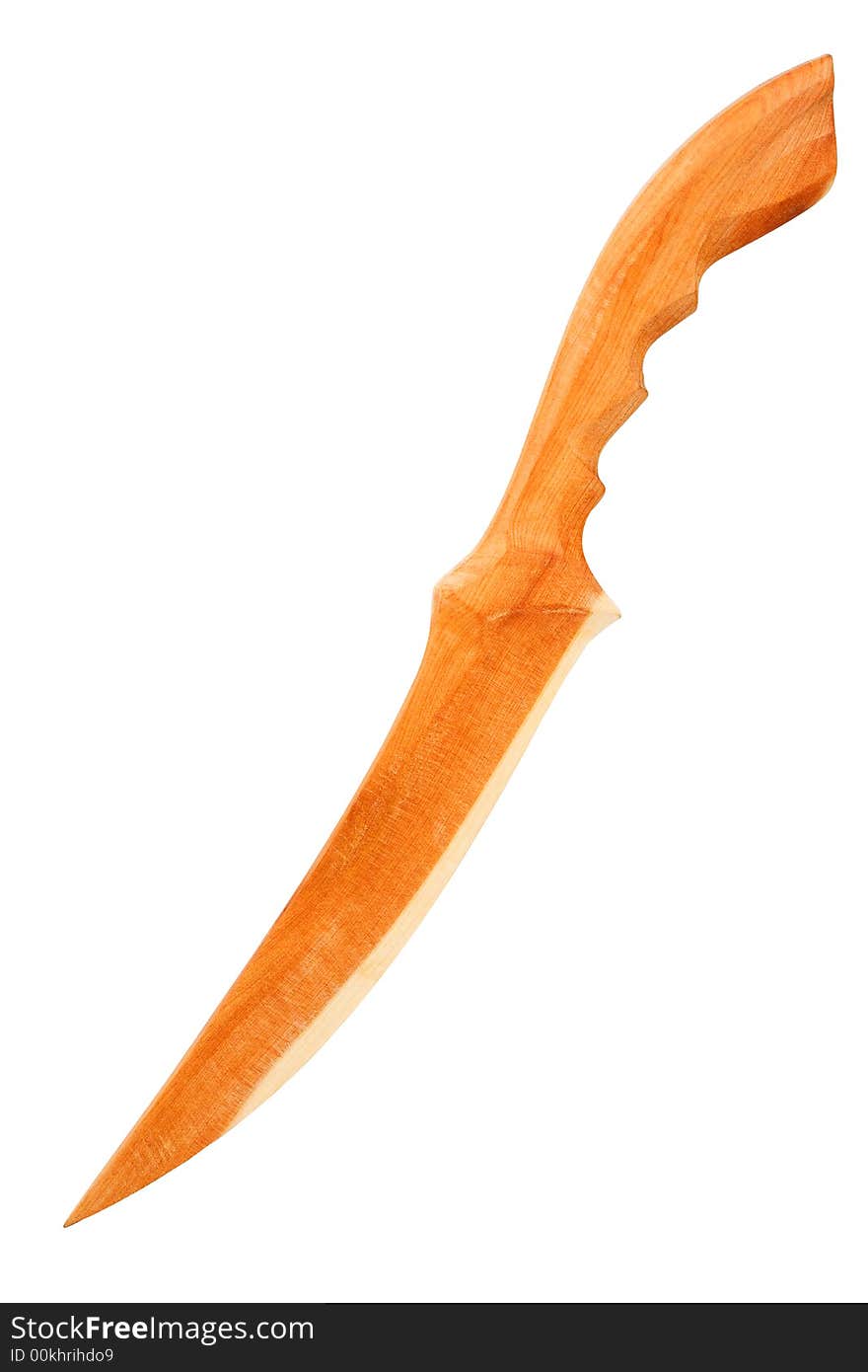 Wooden knife isolated on the white background