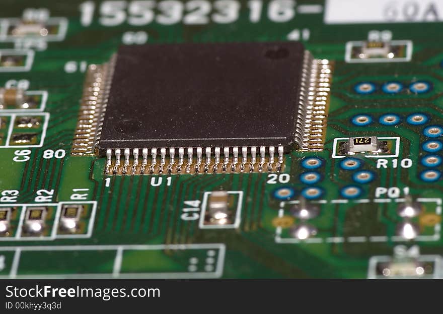 Microchip on green board