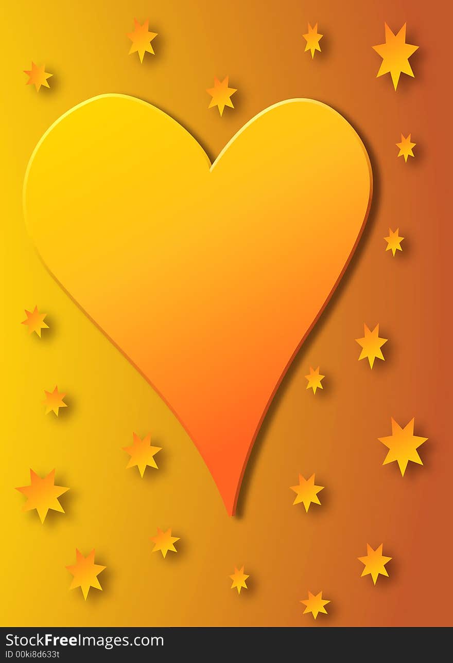 Illustration of a golden yellow heart with small golden stars surrounding it, against a gradient yellow and gold background. Illustration of a golden yellow heart with small golden stars surrounding it, against a gradient yellow and gold background.