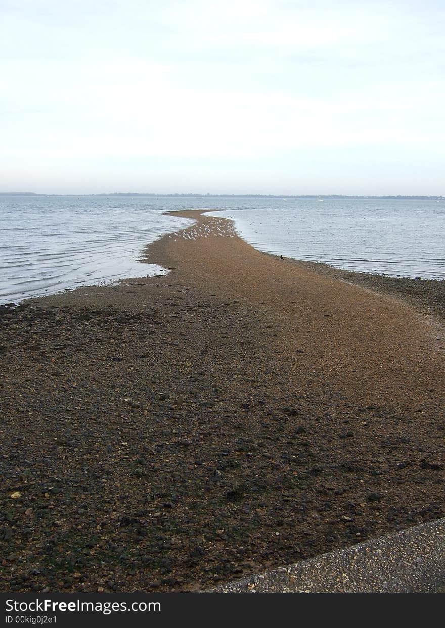 Shingle leading out to sea in Portsmouth. Shingle leading out to sea in Portsmouth