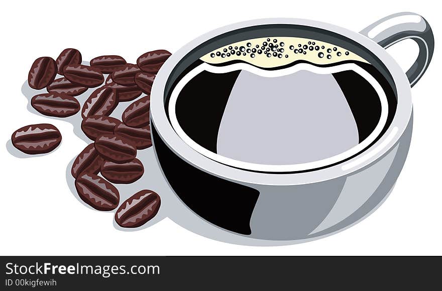 Coffee cup with beans