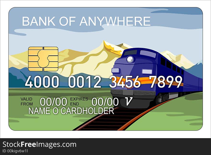 Vector art of a Credit card with train