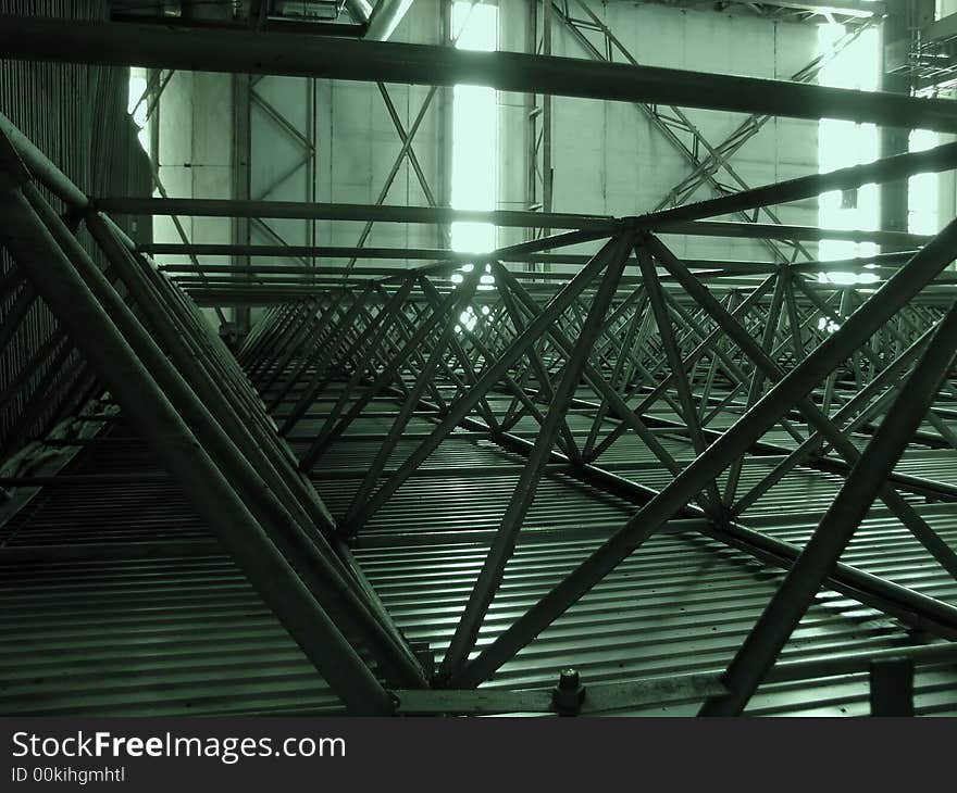 Different types of pipes and tanks inside energy plant. Different types of pipes and tanks inside energy plant