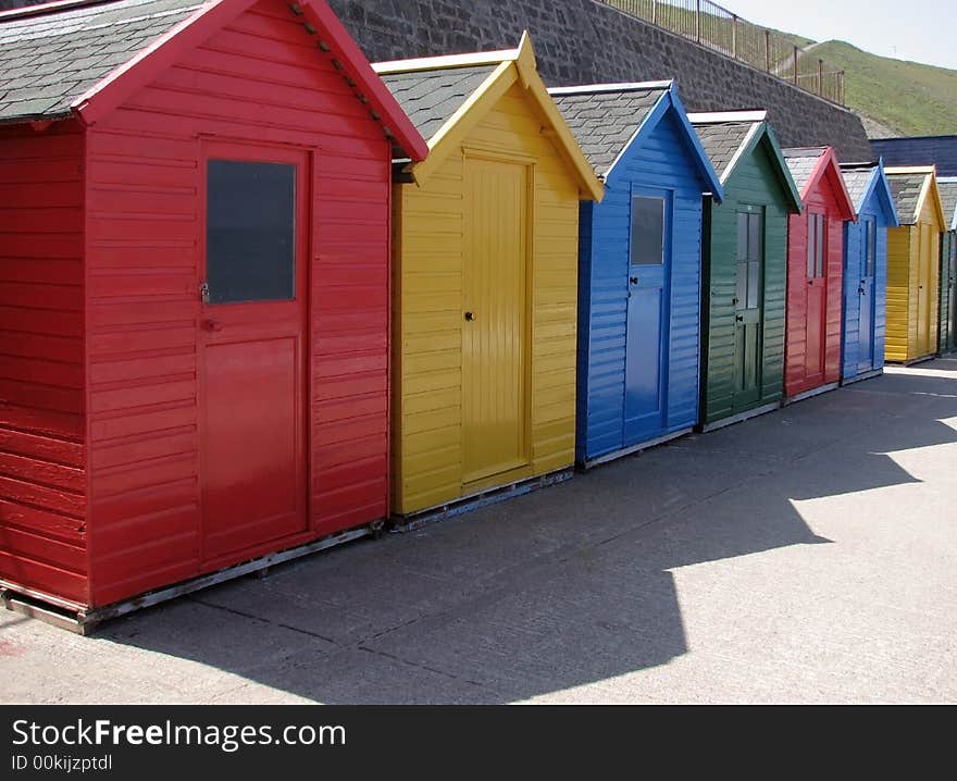 Colorful beach huts. Whitby, North Yorkshire, Uk. Colorful beach huts. Whitby, North Yorkshire, Uk.