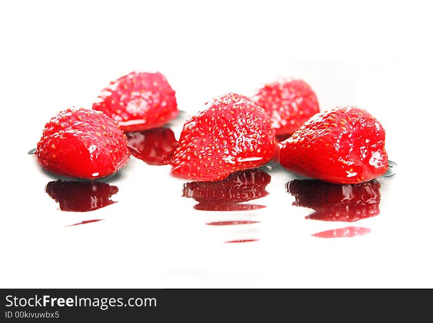 Strawberries in water