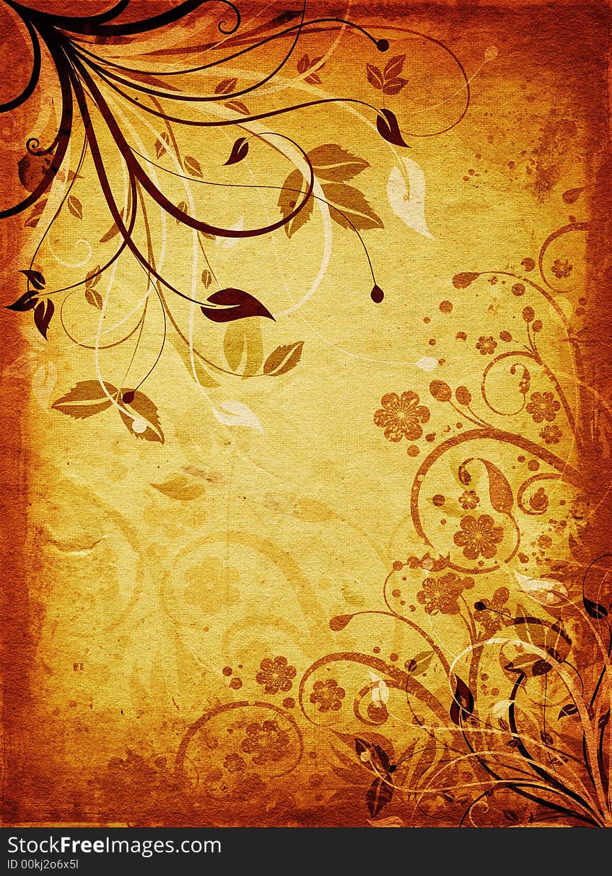 Abstract floral design on grunge background. Abstract floral design on grunge background