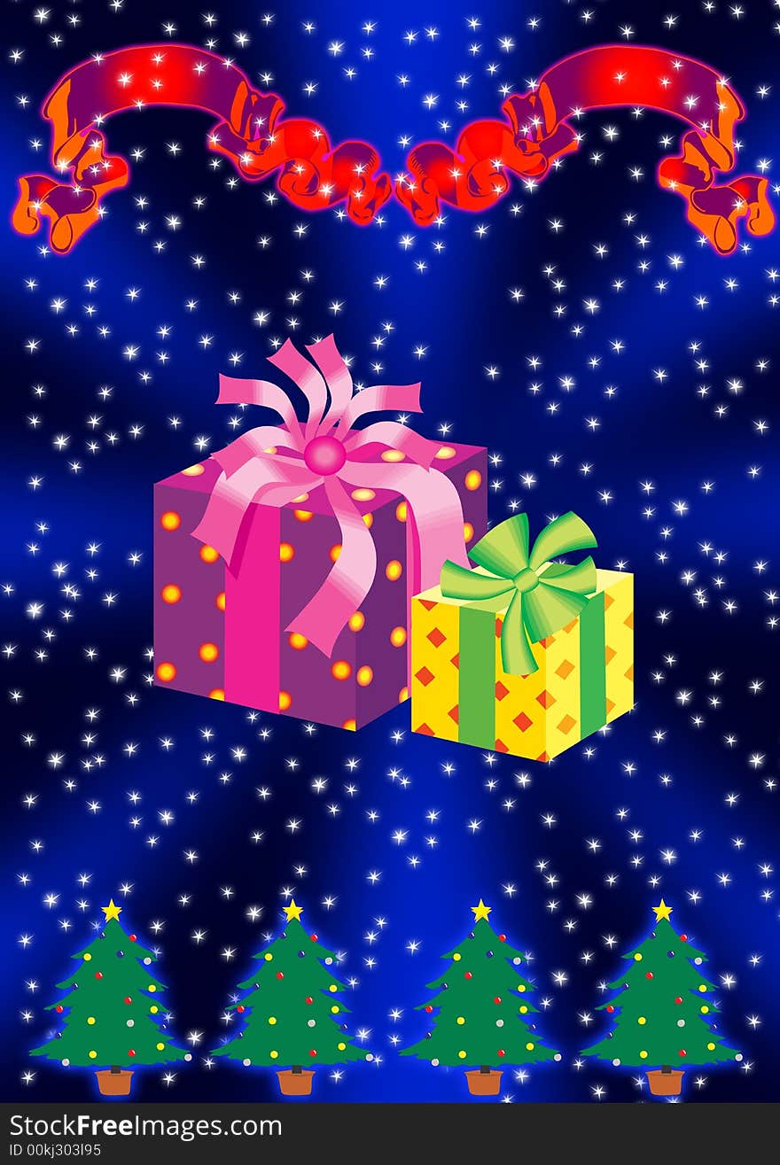 Illustration of a colorful Christmas tree gifts. Illustration of a colorful Christmas tree gifts.