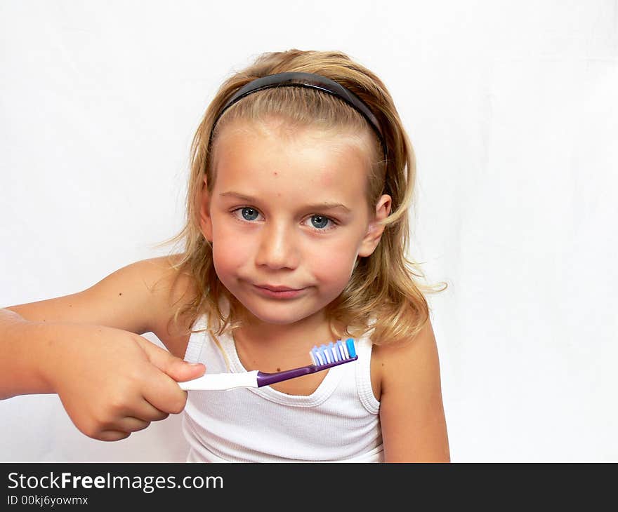 Funny child brushing the teeth. Funny child brushing the teeth