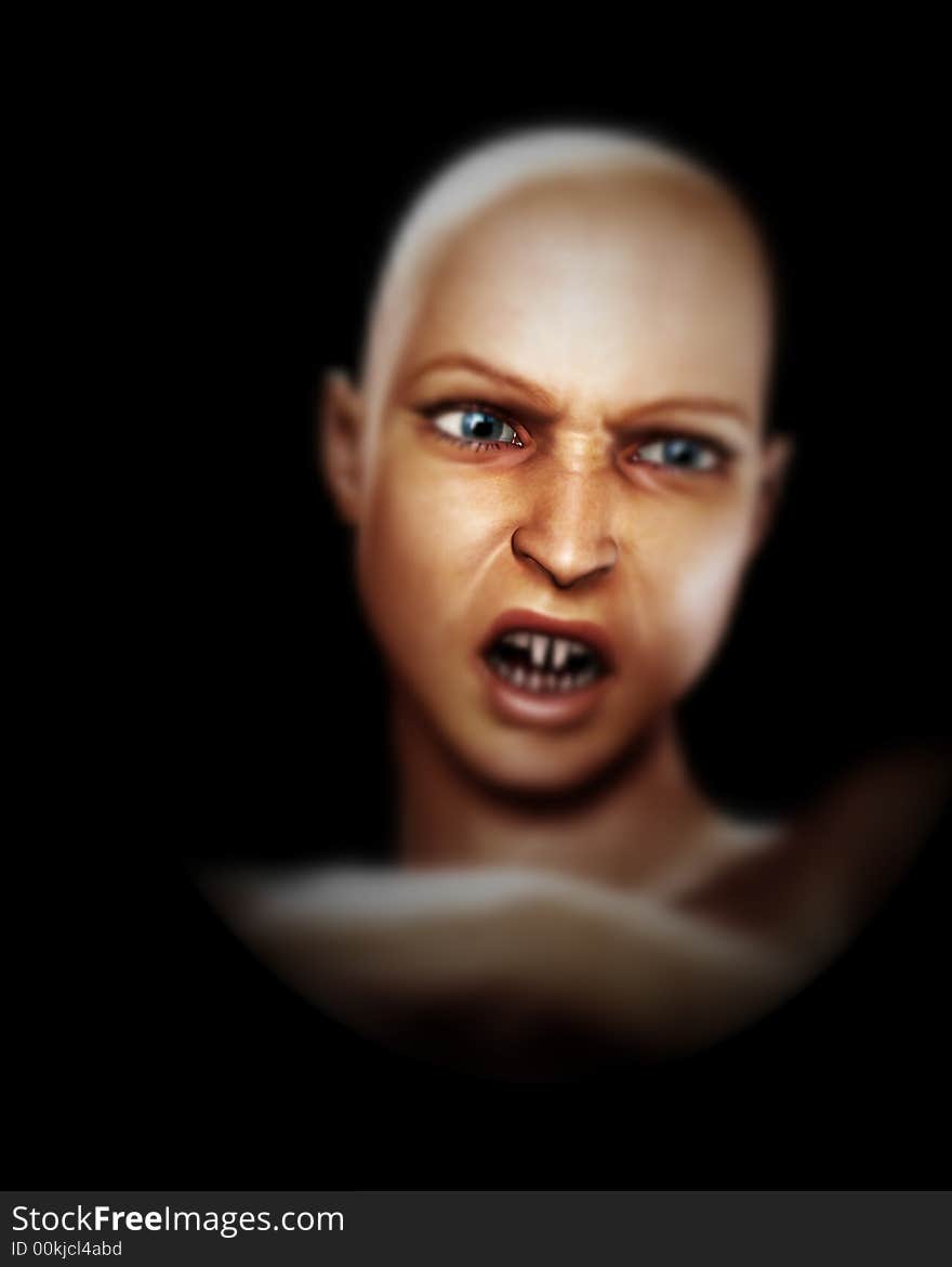 An image of a bald female vampire that is angry. An image of a bald female vampire that is angry.