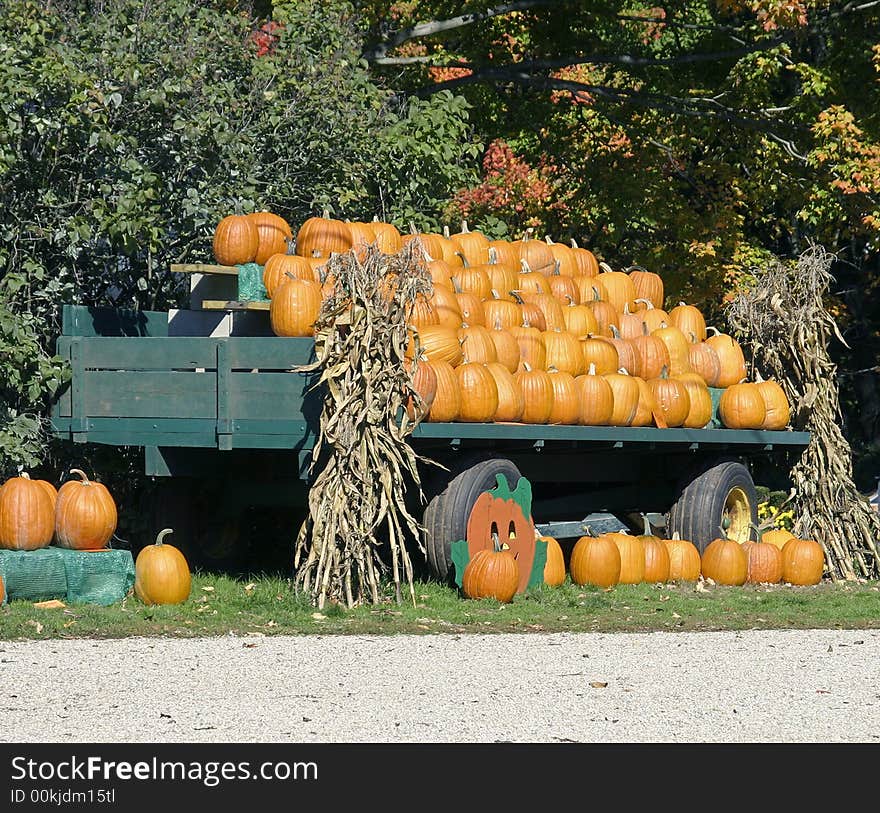 Wagon full of pumkins for halloween. Wagon full of pumkins for halloween