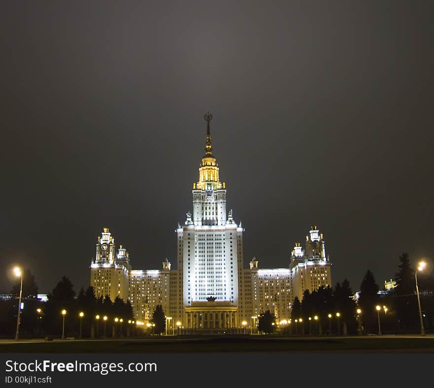 Moscow University at night 2