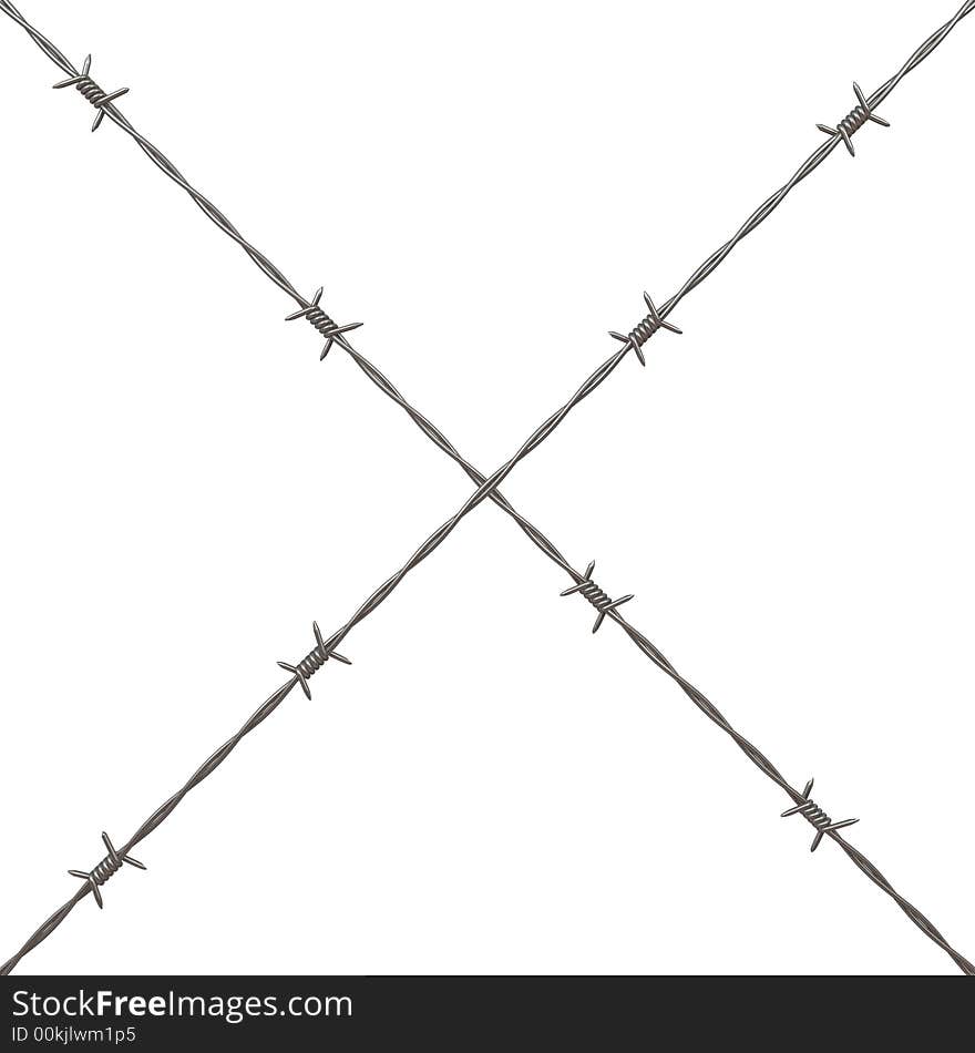 3d rendering illustration of barbed wire. A clipping path is included for easy editing.