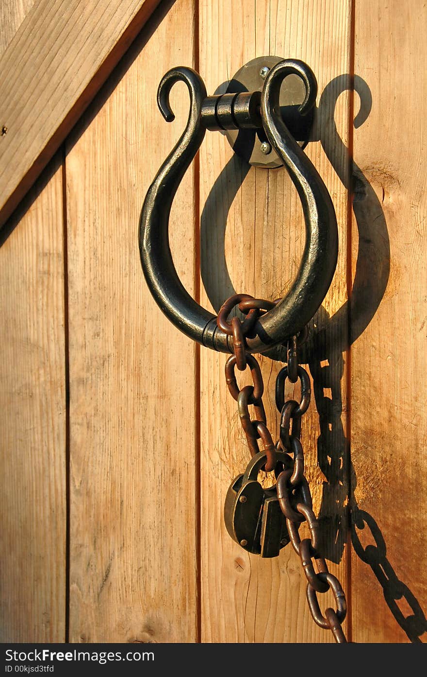 Old Door Handle and Padlock