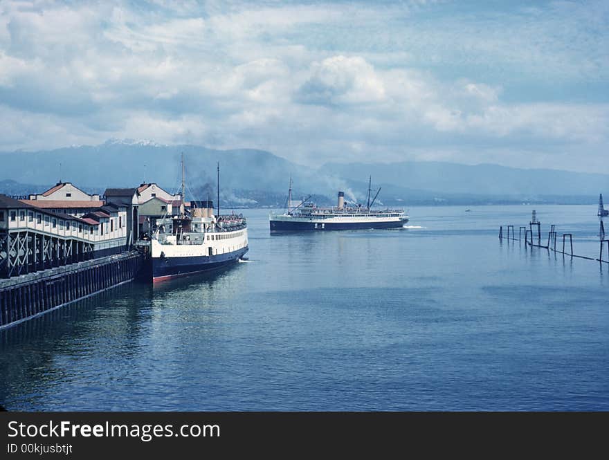 Two CPR princess steam ships, Vancouver harbour, circa 1950's. Two CPR princess steam ships, Vancouver harbour, circa 1950's.