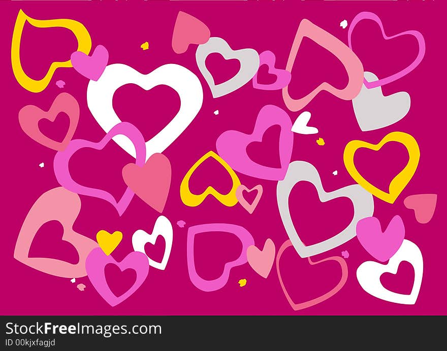 Different hearts illustration background - valentines design