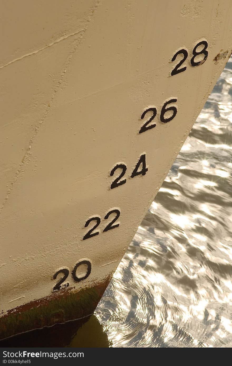 Depth markers. The numbers is used to determine whether a ship is overloaded with cargo. Depth markers. The numbers is used to determine whether a ship is overloaded with cargo.