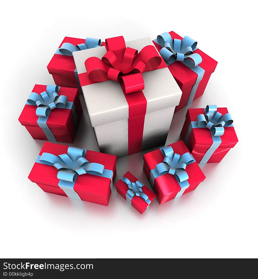 Gift in a box by the tied around ribbon