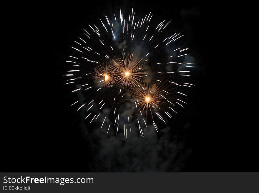 Fireworks blowing in the sky at night