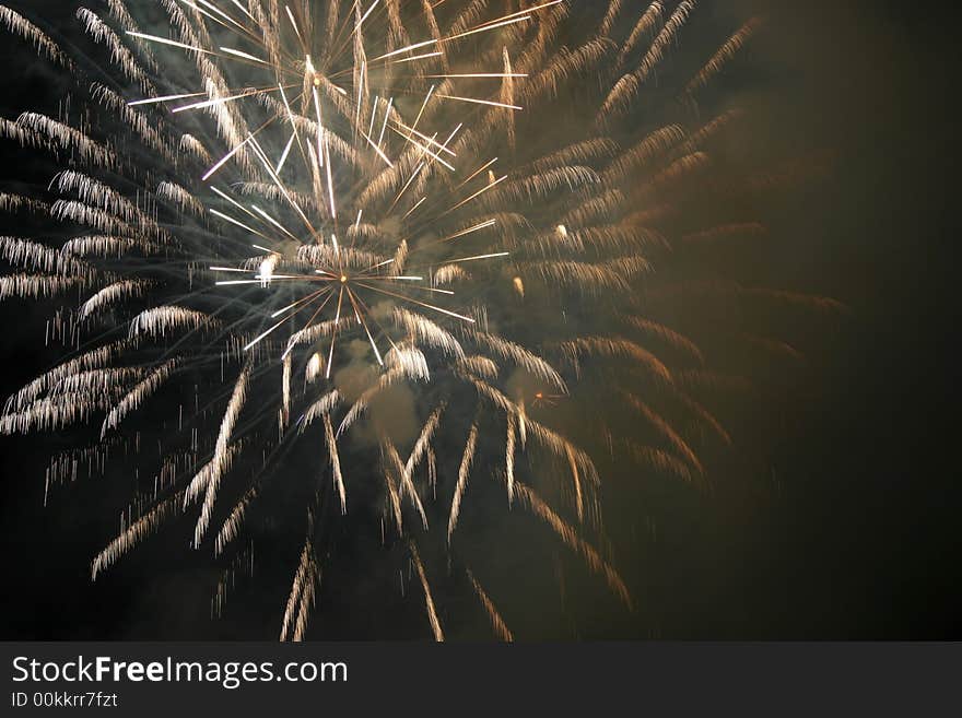 Fireworks blowing in the sky at night