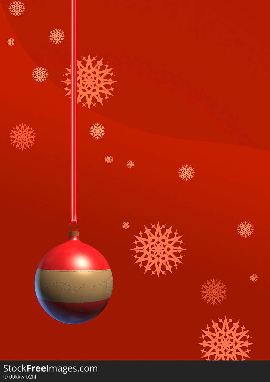 Christmas ball over a red colored background. Digital illustration. Christmas ball over a red colored background. Digital illustration.