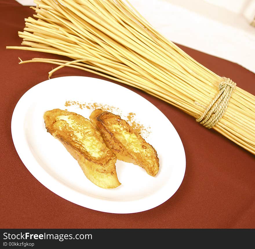 Typical spanish dessert with white bread and milk