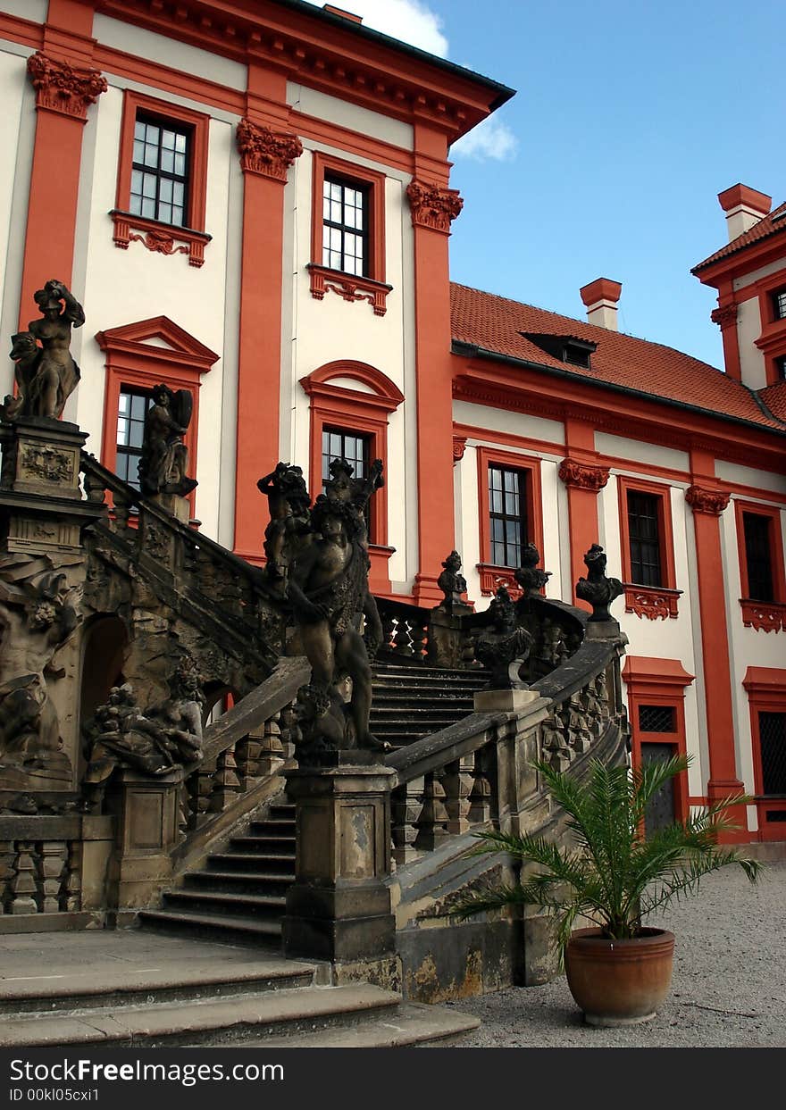 Troya castle,stairway,Prague