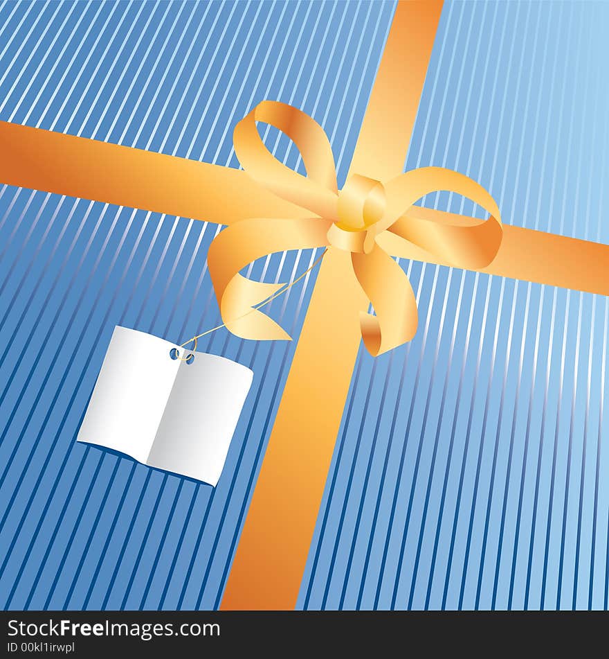 Vector illustration of the blue gift with paper for message. Vector illustration of the blue gift with paper for message