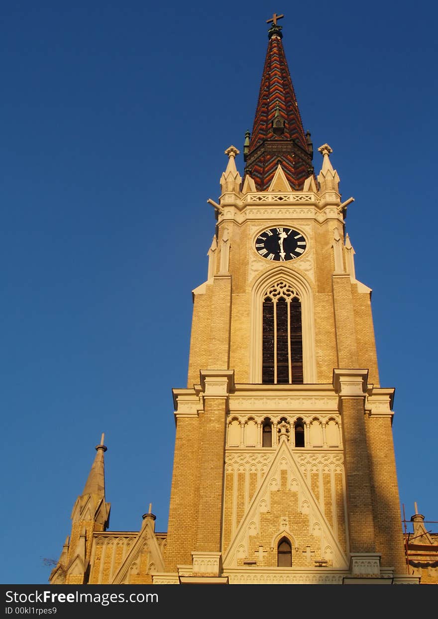 The Spire of St. Mary Cathedral in Novi Sad, Serbia