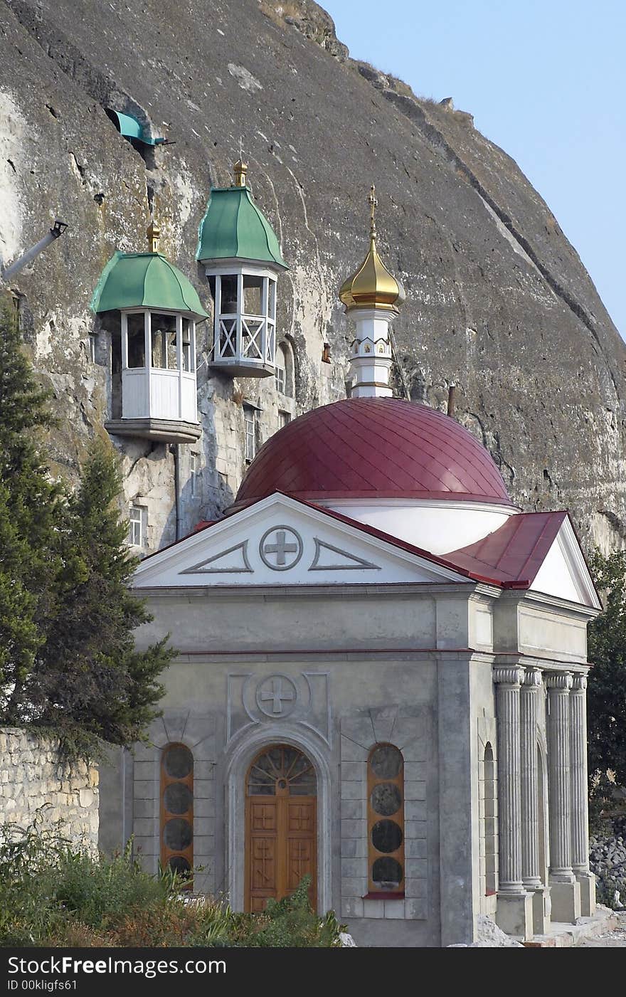 The church and the bell tower in the rock. The church and the bell tower in the rock