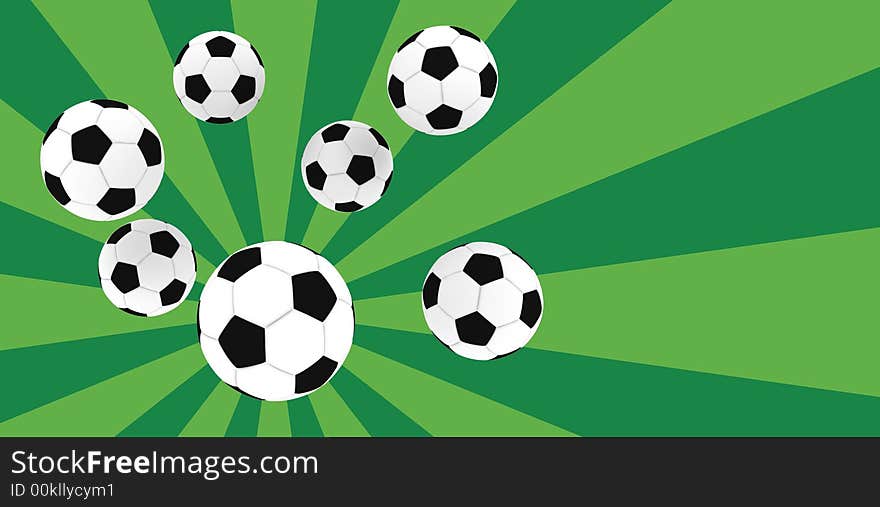 Isolated soccer balls on retro background