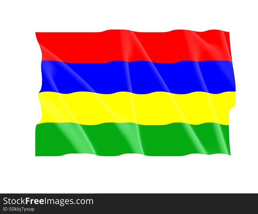 3d image of a mauritius flag in wind