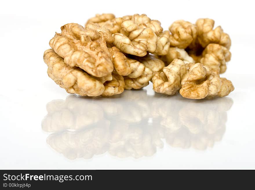 Walnuts close up isolated