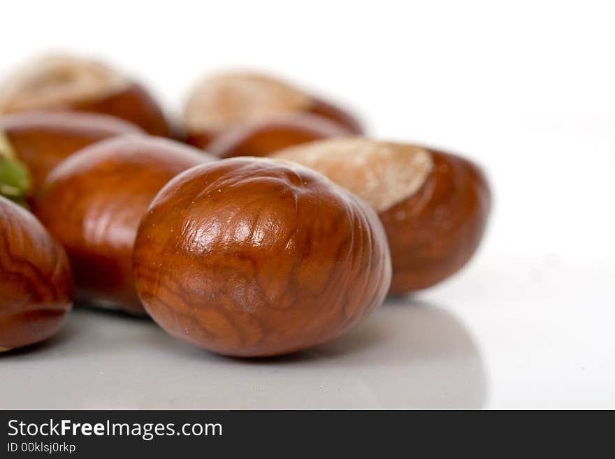 Chestnuts close up isolated