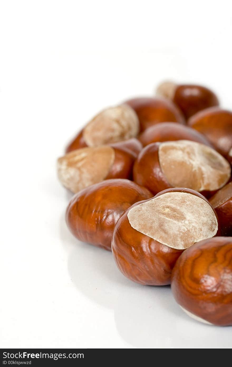 Chestnuts close up isolated