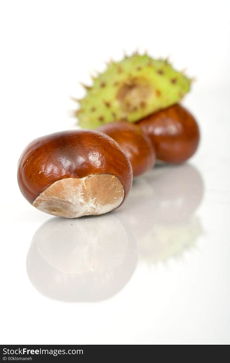 Chestnuts close up isolated